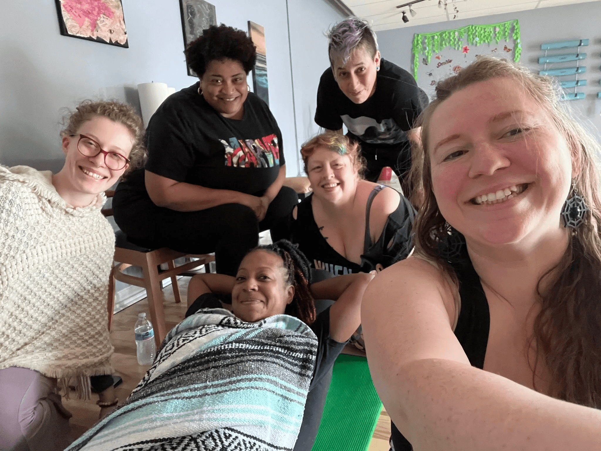Sound bath restorative yoga setup at B3, Crest Hill IL
